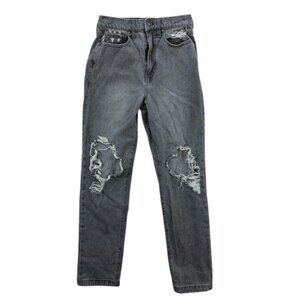 RSQ 90s High Rise Straight Jeans Womens 26 Gray Distressed‎ Y2K Grunge Denim